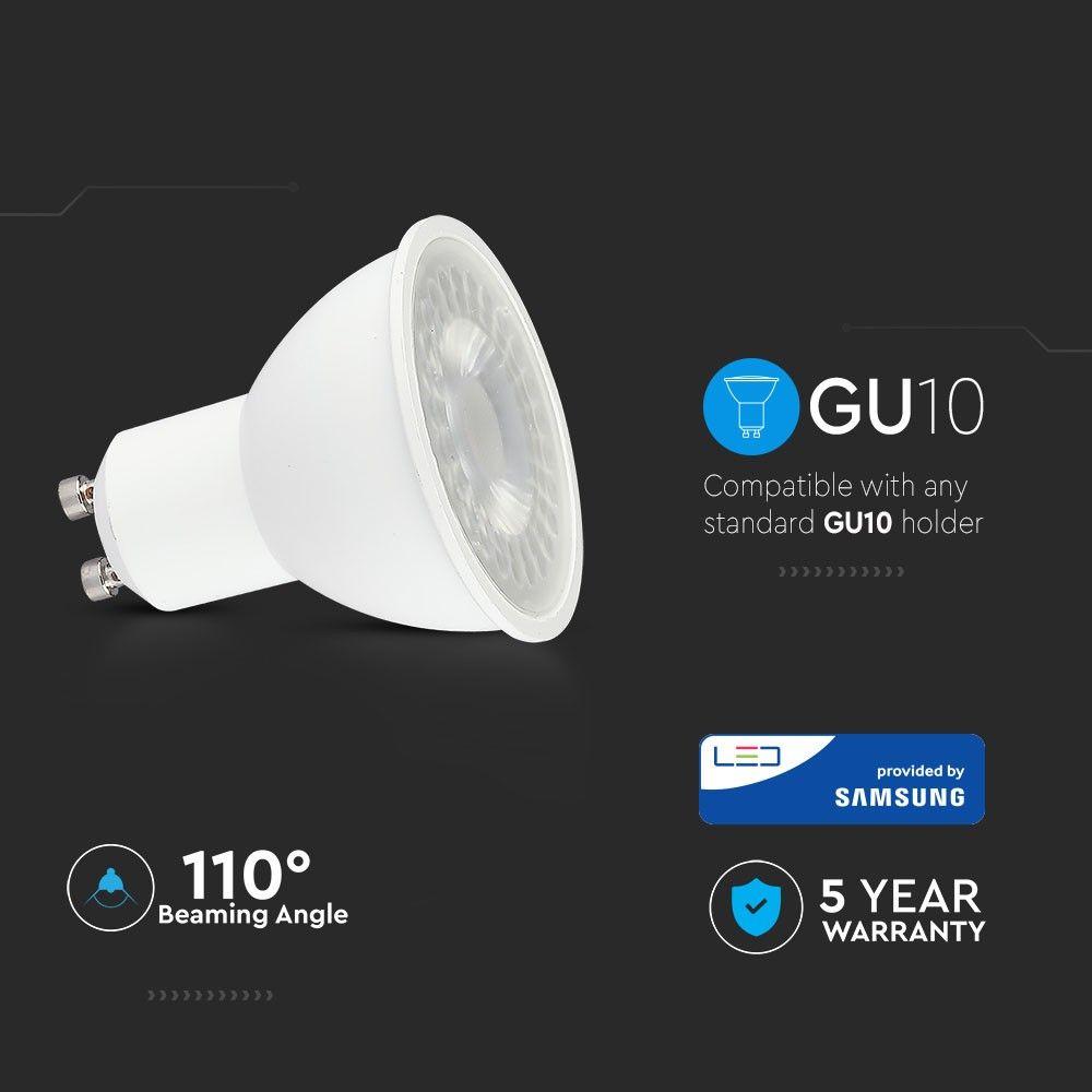 8W GU10 Żarówka LED, Chip SAMSUNG, Barwa:6400K, Kąt 110', Trzonek:GU10 , VTAC, SKU 874