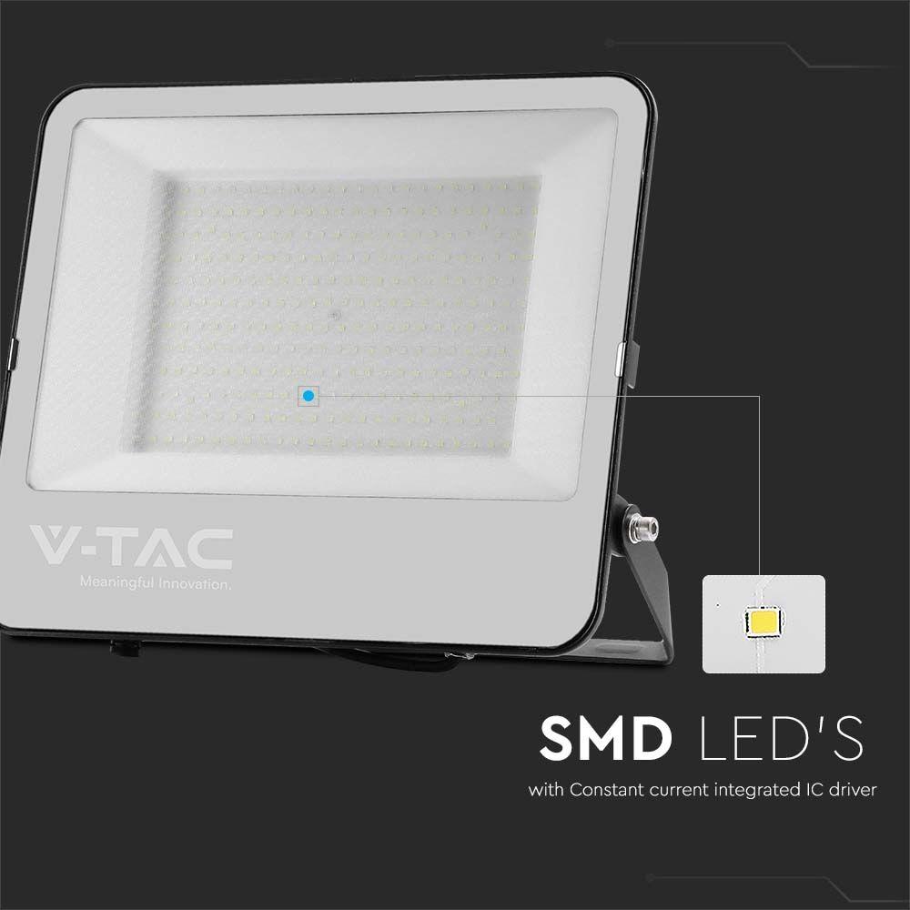 VT-44206 200W LED FLOODLIGHT 6500K BLACK BODY GREY GLASS 160LM/W