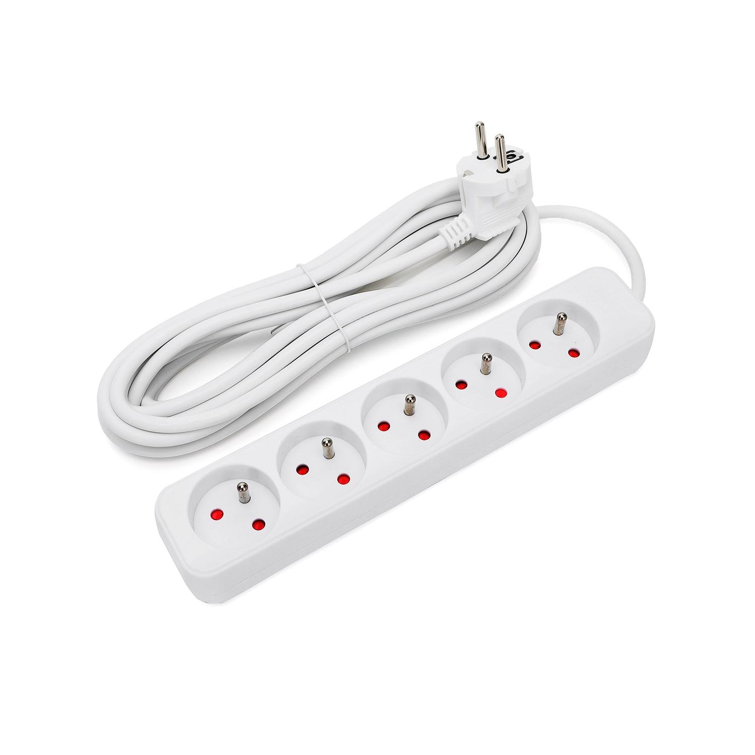 Power strips 5-way 5m H05VV-F 3G1.0m㎡ White