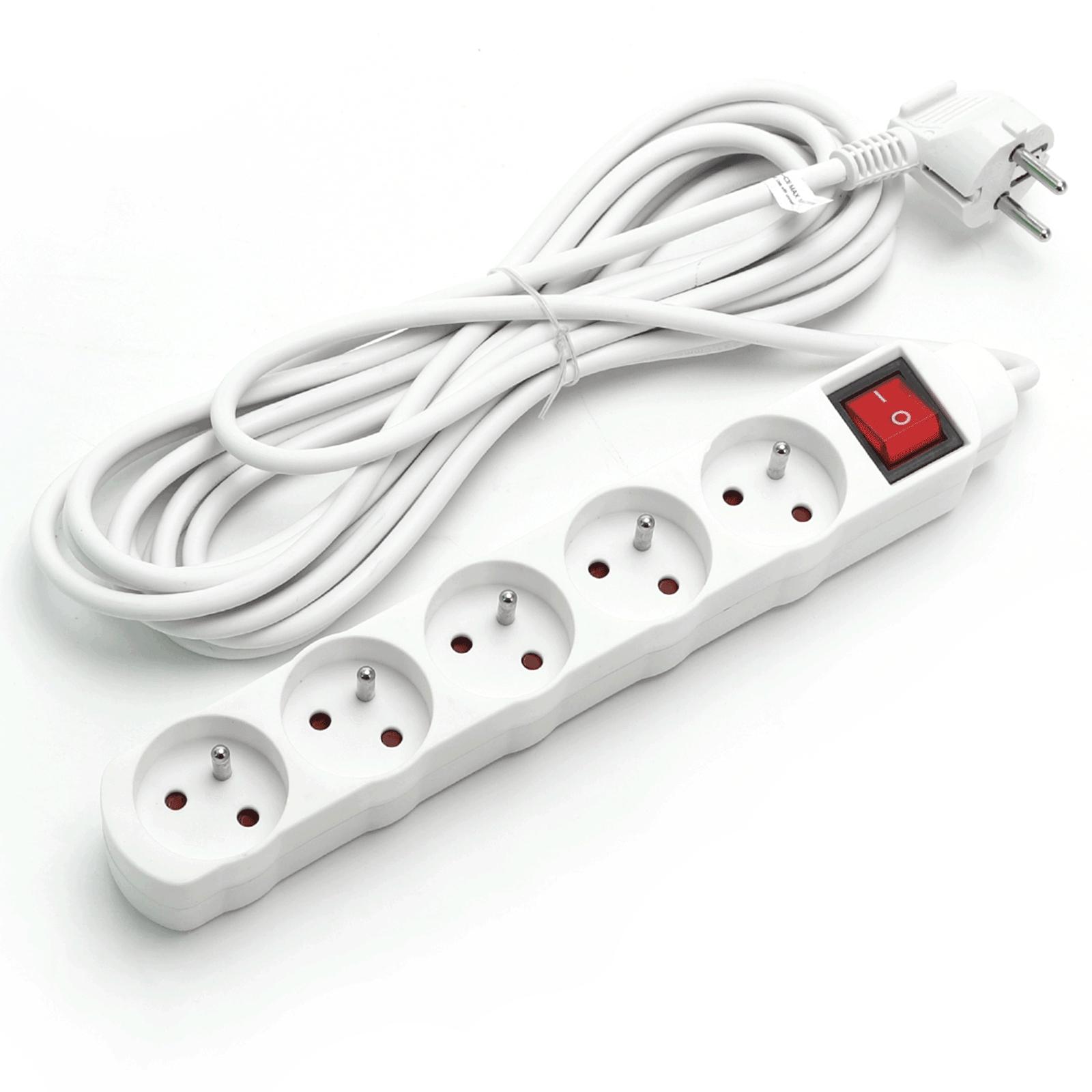 Power strips 5-way 1.5m H05VV-F 3G1.0m㎡ White