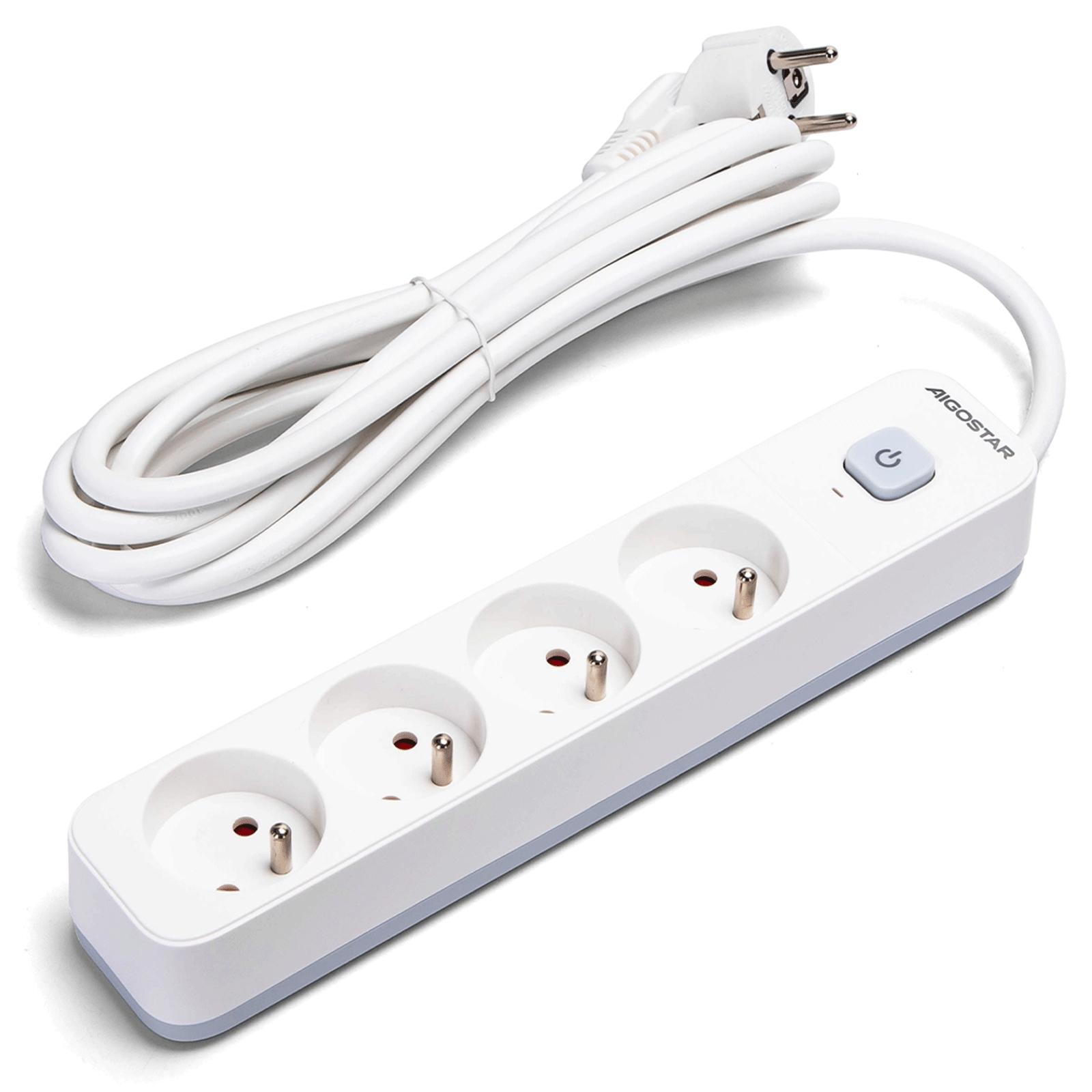 Power strips 4-way 3m H05VV-F 3G1.5m㎡ White and Gray