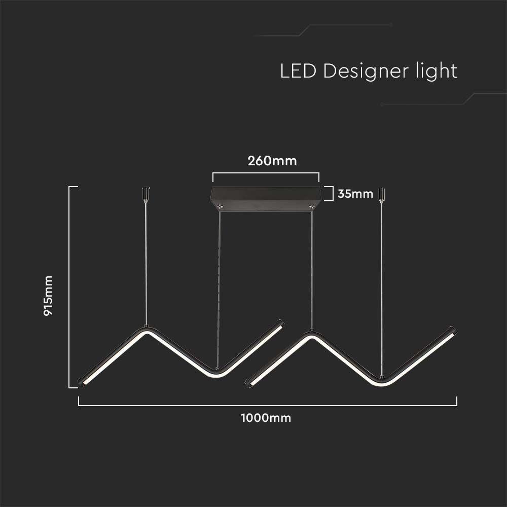 12W Lampa wisząca dekoracyjna LED, Barwa: 4000K/ Kolor: Czarny      , VTAC, SKU 6937