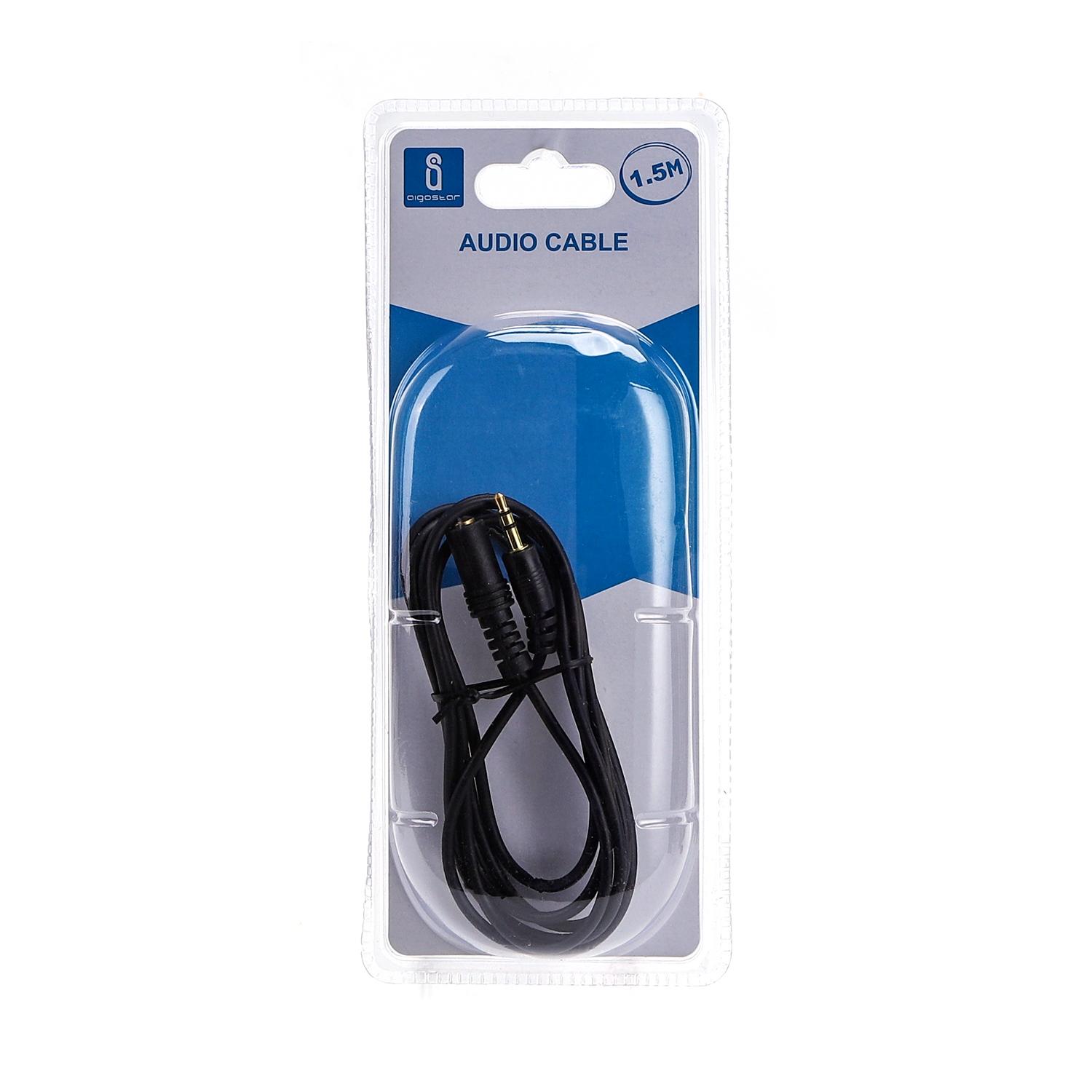 Kabel audio mini jack 3,5  mm męski/żeński 1,5 m czarny