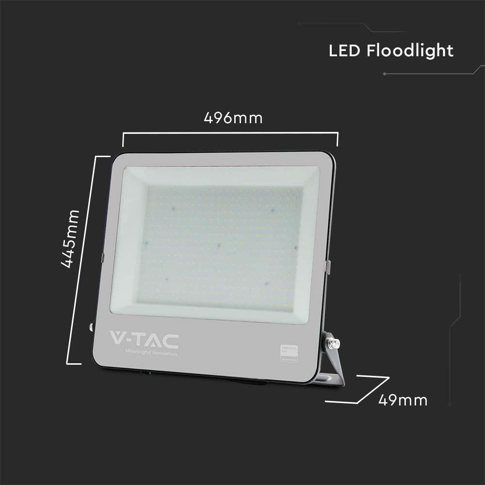 VT-44003 300W SMD FLOODLIGHT SAMSUNG CHIP 1M WIRE 4000K BLACK BODY GREY GLASS 135LM/W