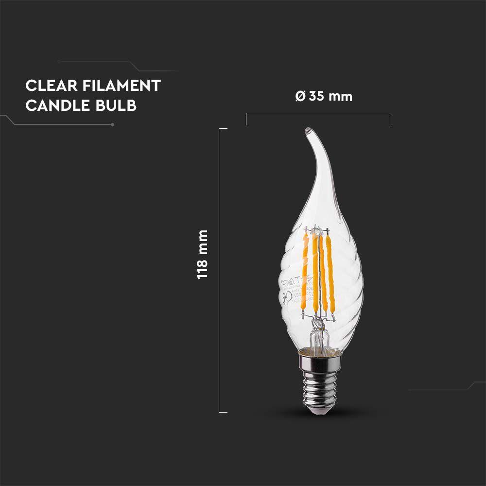 VT-1995 4W TWIST CANDLE FLAME FILAMENT BULB 6500K E14