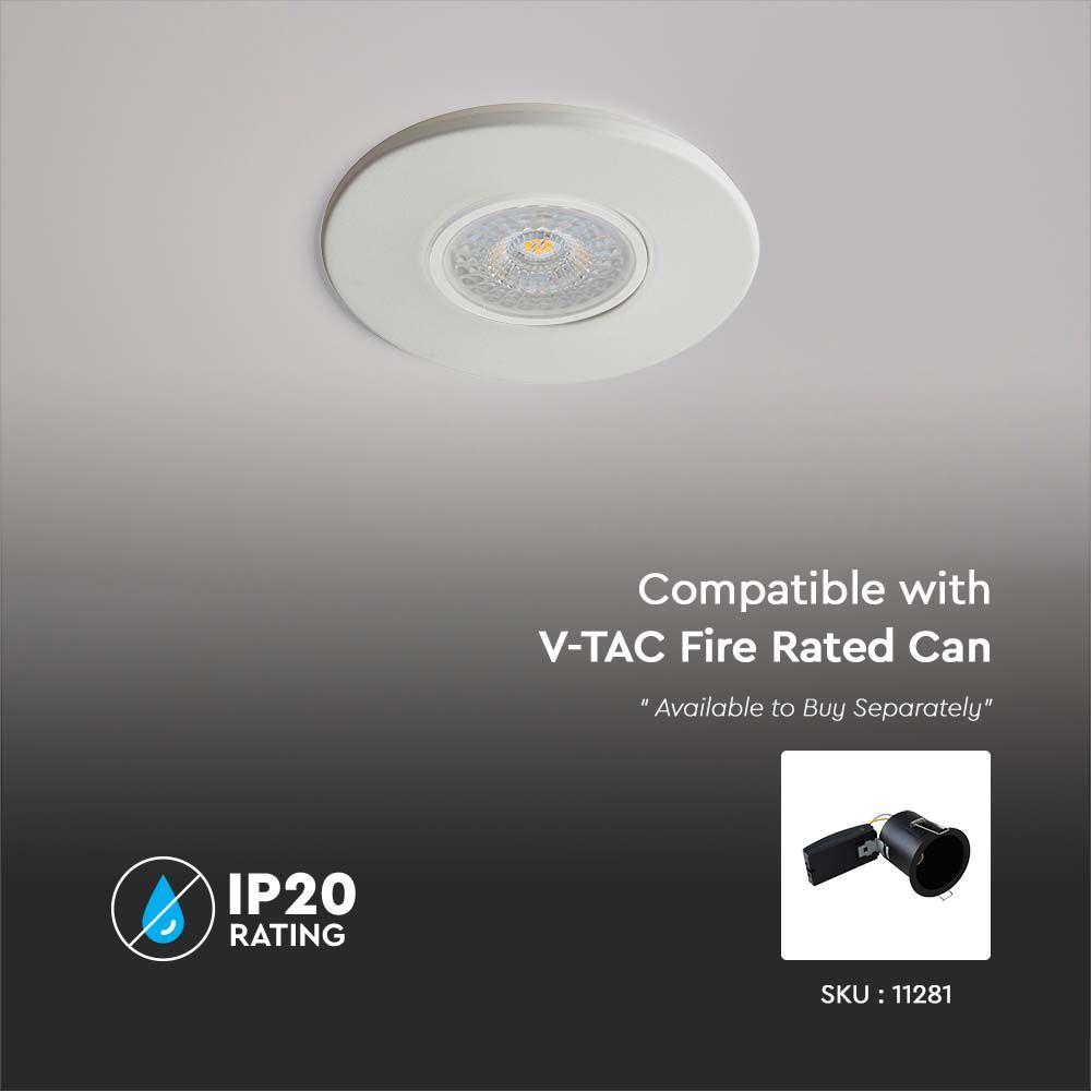 VT-703 BEZEL FOR FIRE RATED DOWNLIGHT PUSH & LOCK WHITE IP20 5PCS/PACK