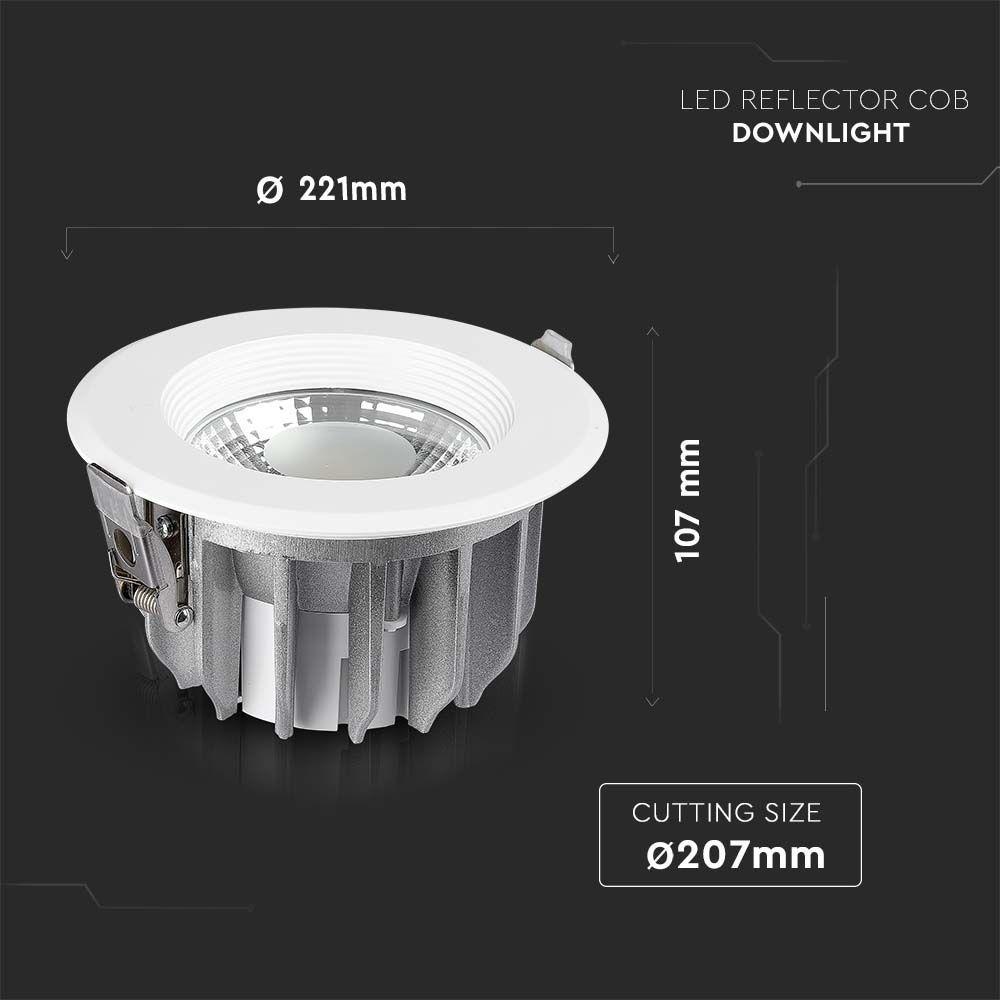 30W Oprawa wpuszczana reflektor LED, Barwa:6500K, HIGH LUMEN, VTAC, SKU 211278