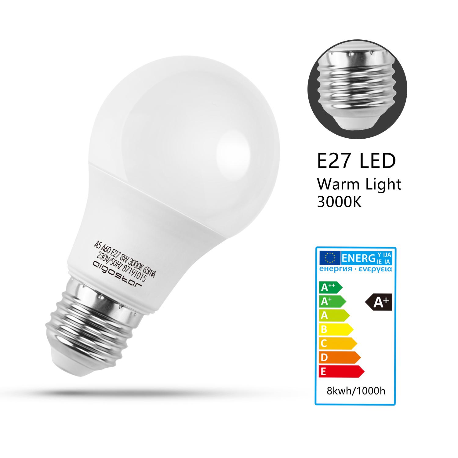 LED E27 A60 8W Barwa Ciepła