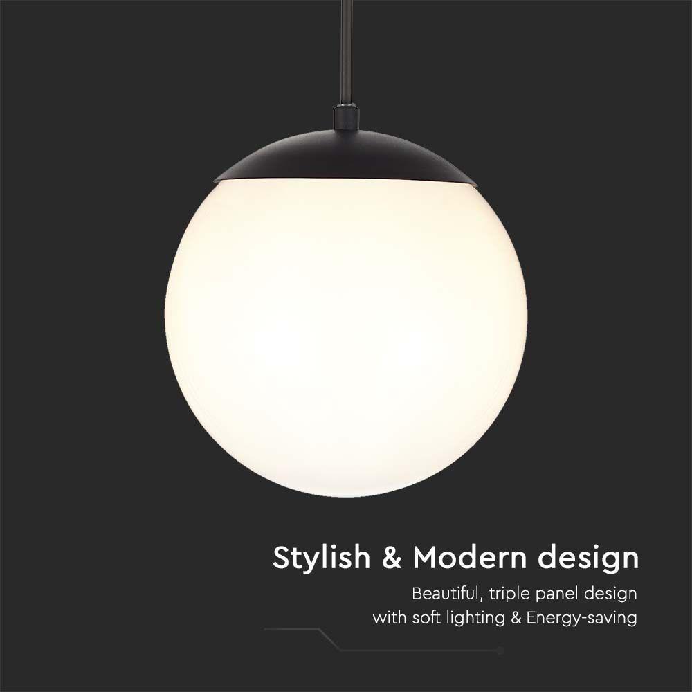 VT-1226 CEILING HANGING LAMP(1*E27)-MATT BLACK-OPAL PLASTI C BALL