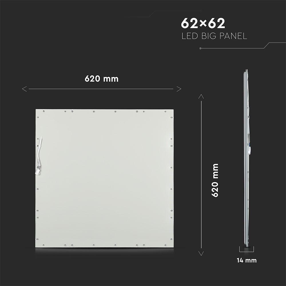 45W Panel LED 620x620mm, Barwa:3000K, Kwadratowa, UGR19, Opakowanie: 6szt., VTAC, SKU 6222