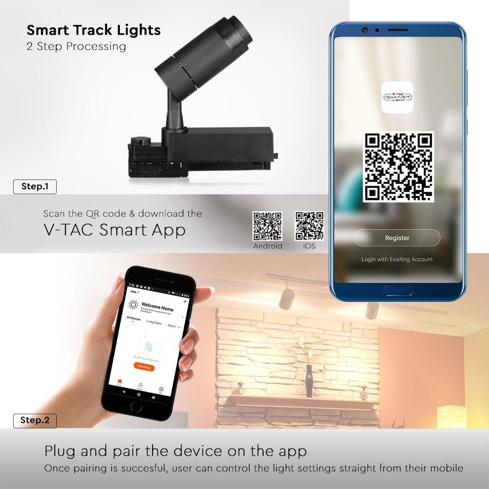 VT-7715 15W SMART LED TRACKLIGHT (DIMMABLE VIA APP) CCT(3IN1)-BLACK BODY