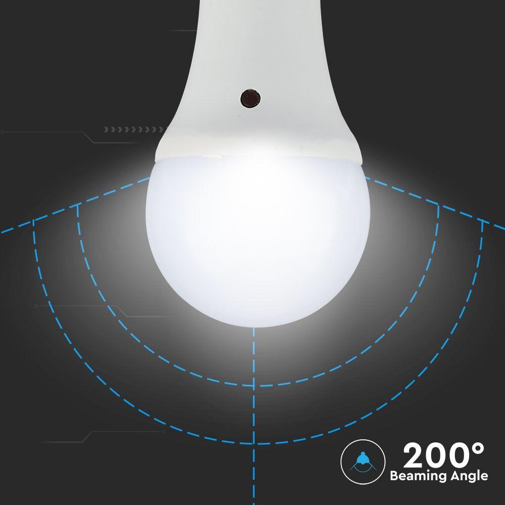 VT-2016 9W A60 PLASTIC SENSOR LED BULB 4000K E27 200'D