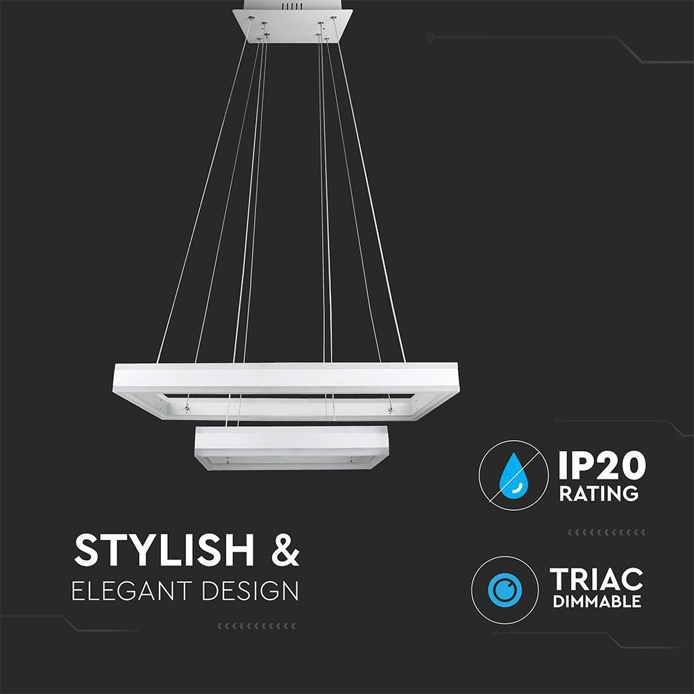 D 115W Lampa Wisząca LED, Barwa:3000K/ Ściemniana, Biały, VTAC, SKU 3986