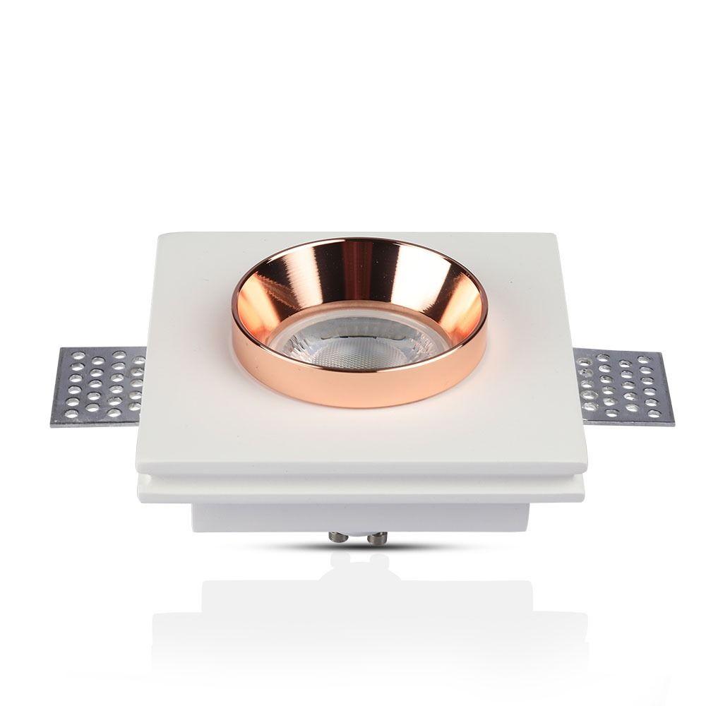 VT-866 GU10 WHITE GYPSUM (RECESSED) WITH MATT ROSE GOLD METAL -SQUARE