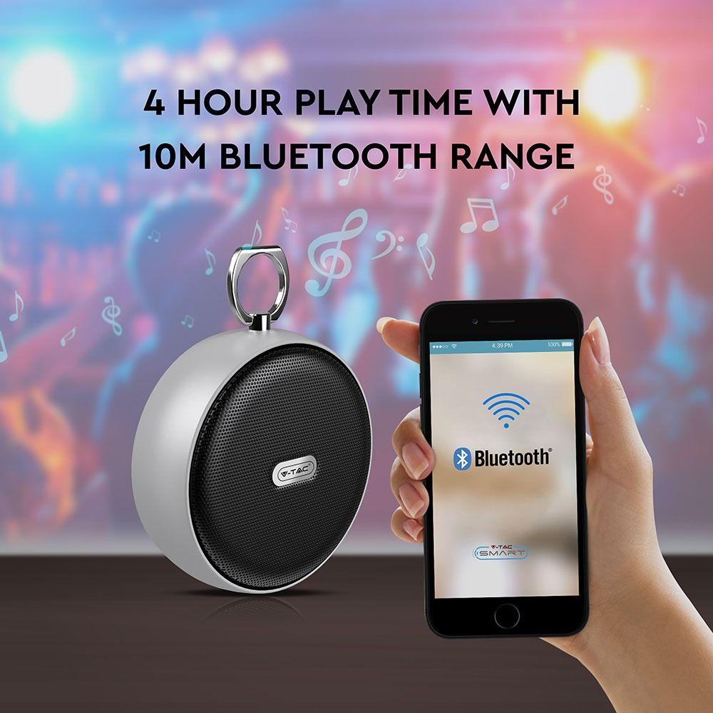 Głośnik bluetooth z funkcją TWS, Obudowa: metal/AUX/USB/Slot MICRO SD/800mAh, Szary, VTAC, SKU 7717