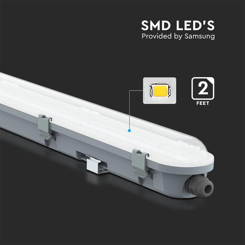 VT-60018 18W LED WP LAMP FITTING 60CM SAMSUNG CHIP MILKY COVER 4000K