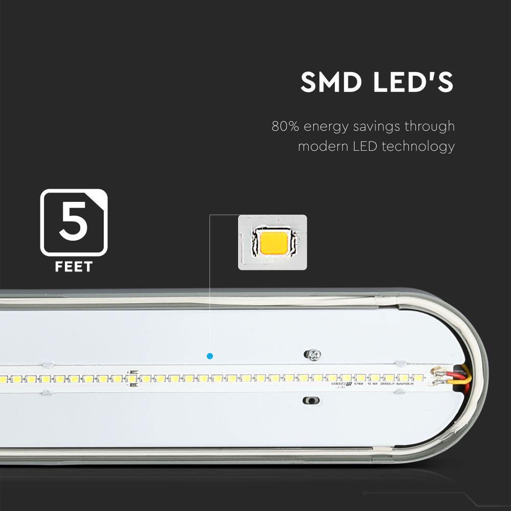 48W Oprawa hermetyczna LED Seria-F, 150cm, Barwa:4500K, IP65, VTAC, SKU 6184