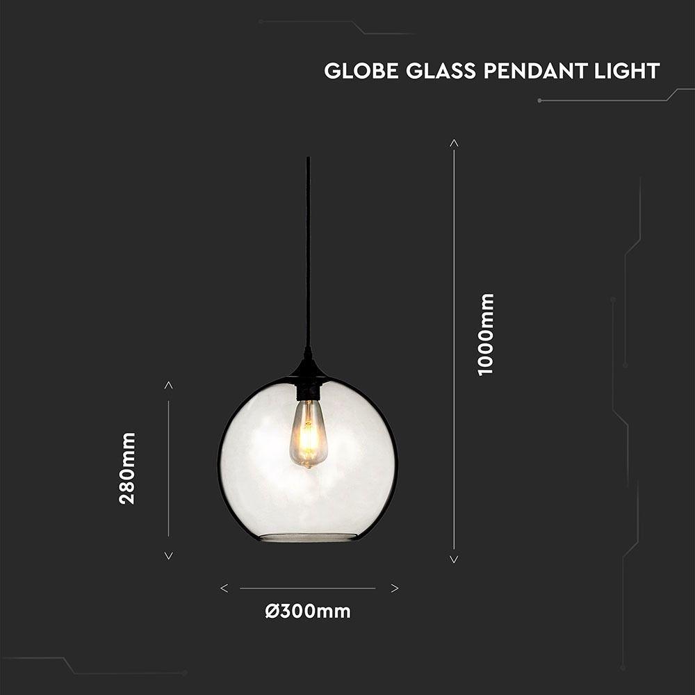 VT-7302 GLOBE GLASS PENDANT LIGHT -TRANSPARENT D:300-E27