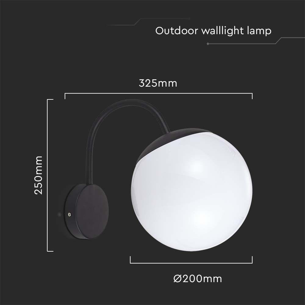 VT-1223 WALL LAMP(1*E27)-MATT BLACK-OPAL PLASTIC BALL