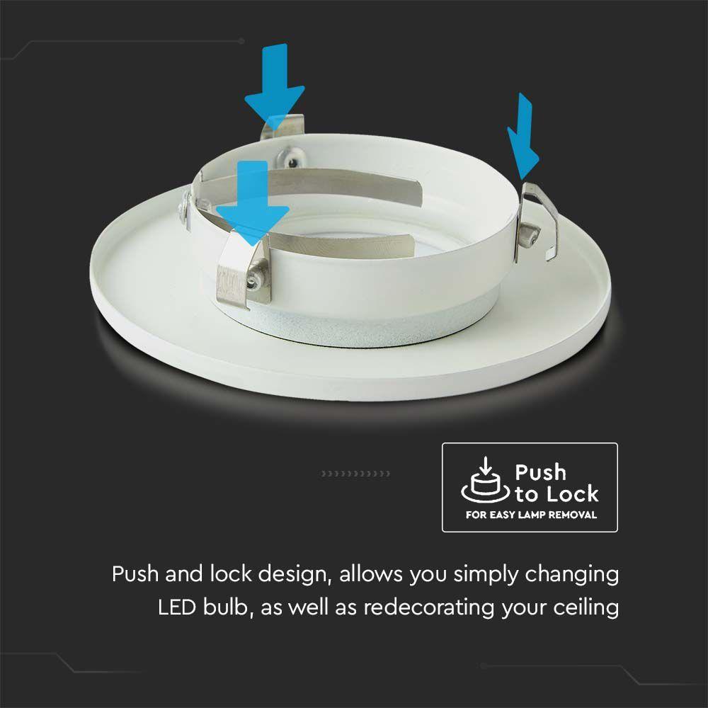 VT-703 BEZEL FOR FIRE RATED DOWNLIGHT PUSH & LOCK WHITE IP20 5PCS/PACK