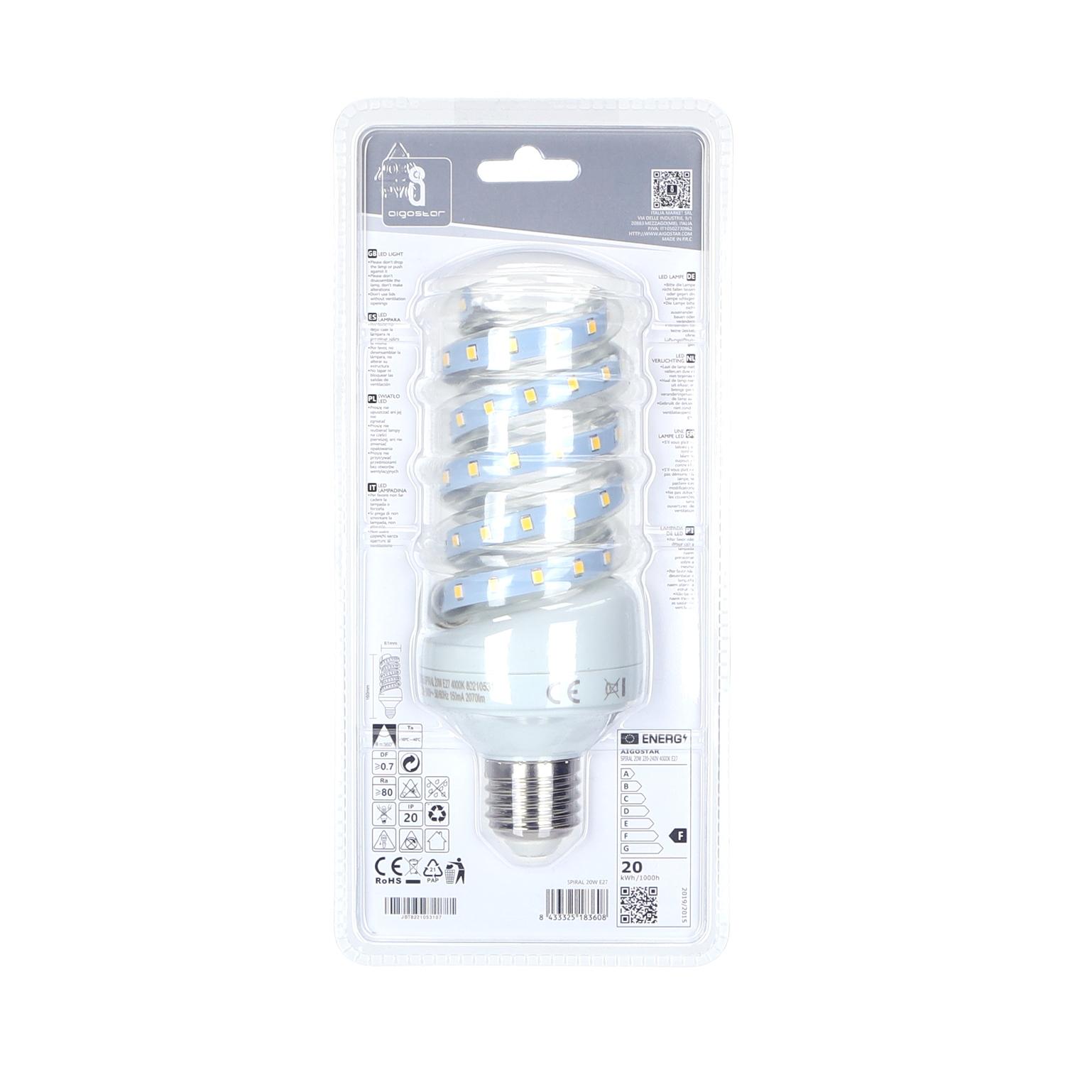 LED E27 20W  Spiral tube