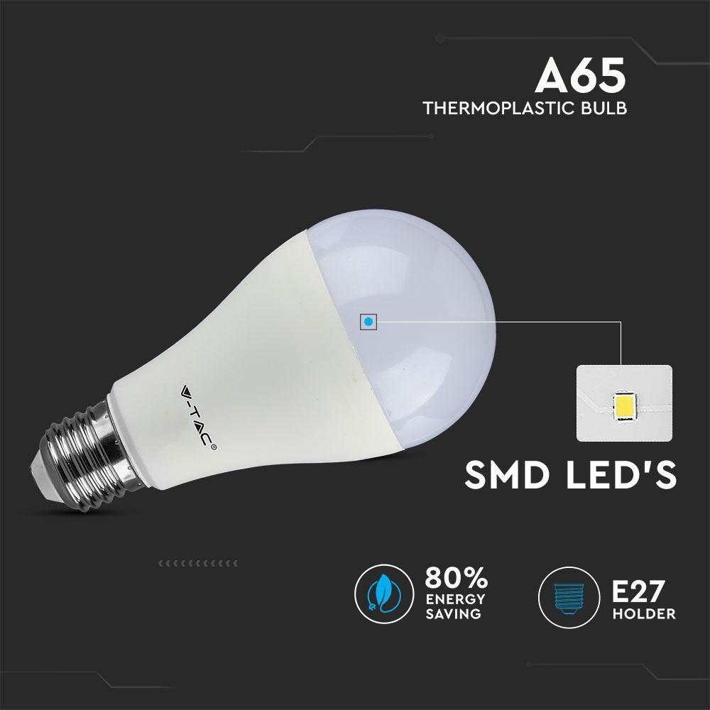 VT-2015 15W A65 LED PLASTIC BULB 3000K E27 200'D