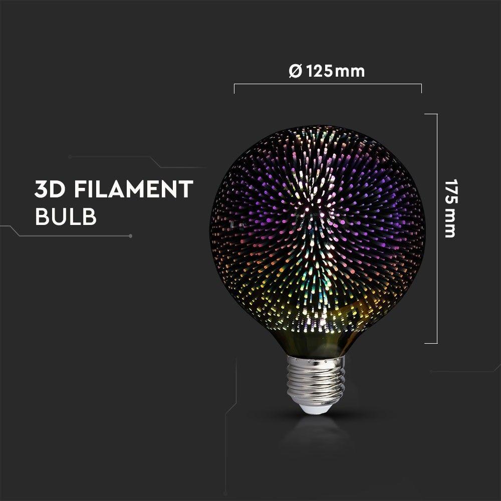 VT-2233 3W G125 LED 3D FILAMENT BULB 3000 E27