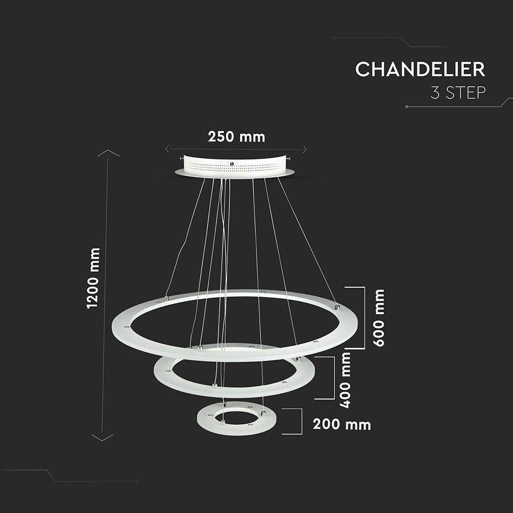 VT-70-3D 70W SOFT LIGHT CHANDELIER(SLIM 3 STEP) 3000K D:200/400/600