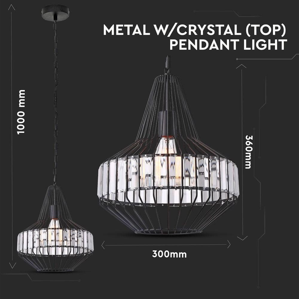 Lampa Wisząca, T, Klosz: Drut + Kryształki, Czarny, Średnica: 300, VTAC, SKU 3955