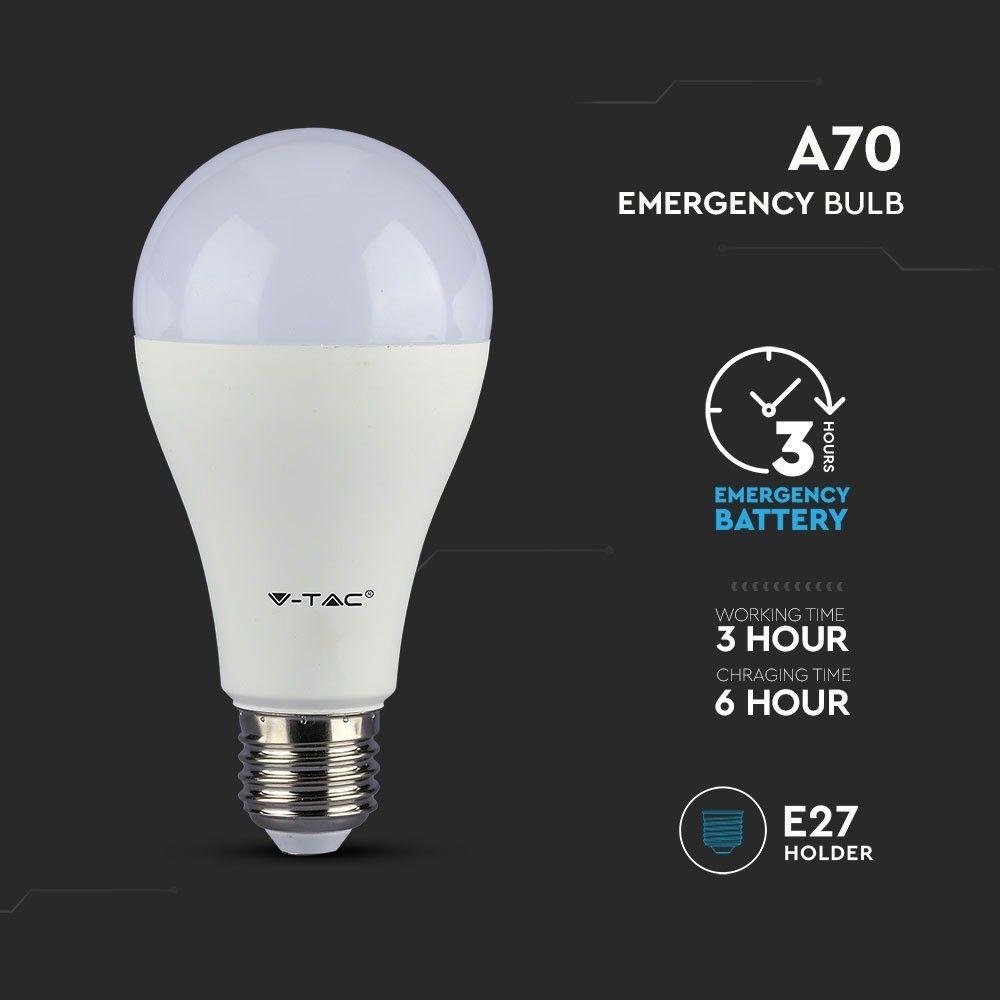 VT-2309 9W A70 LED PLASTIC BULB SAMSUNG CHIP (EMERGENCY-3HOURS) 3000K E27