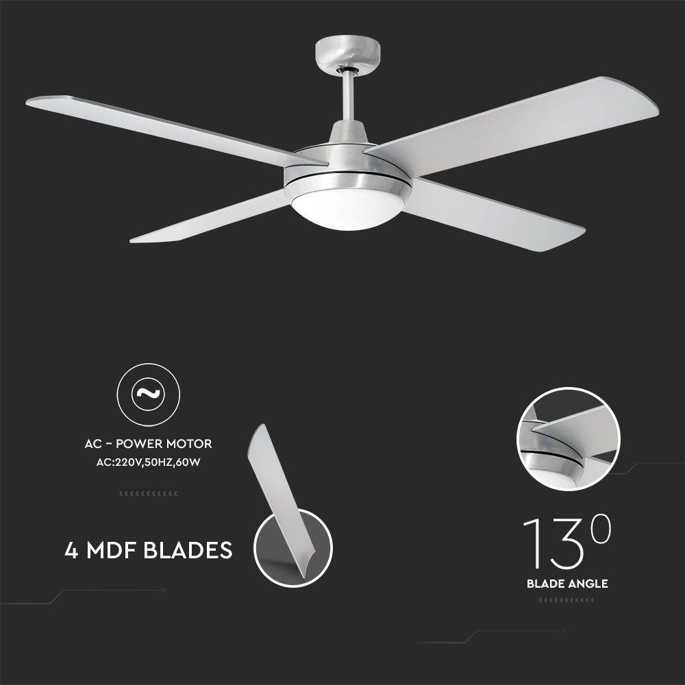 VT-6054-4 60W LED CEILING FAN WITH LIGHT KIT-RF CONTROL-4 BLADES-AC MOTOR