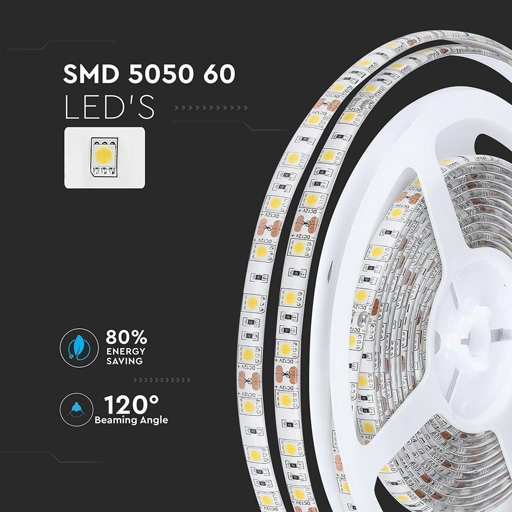 VT-5050-60 10.8W LED STRIP 4500K IP65 (5M/ROLL)(PRICE PER M)