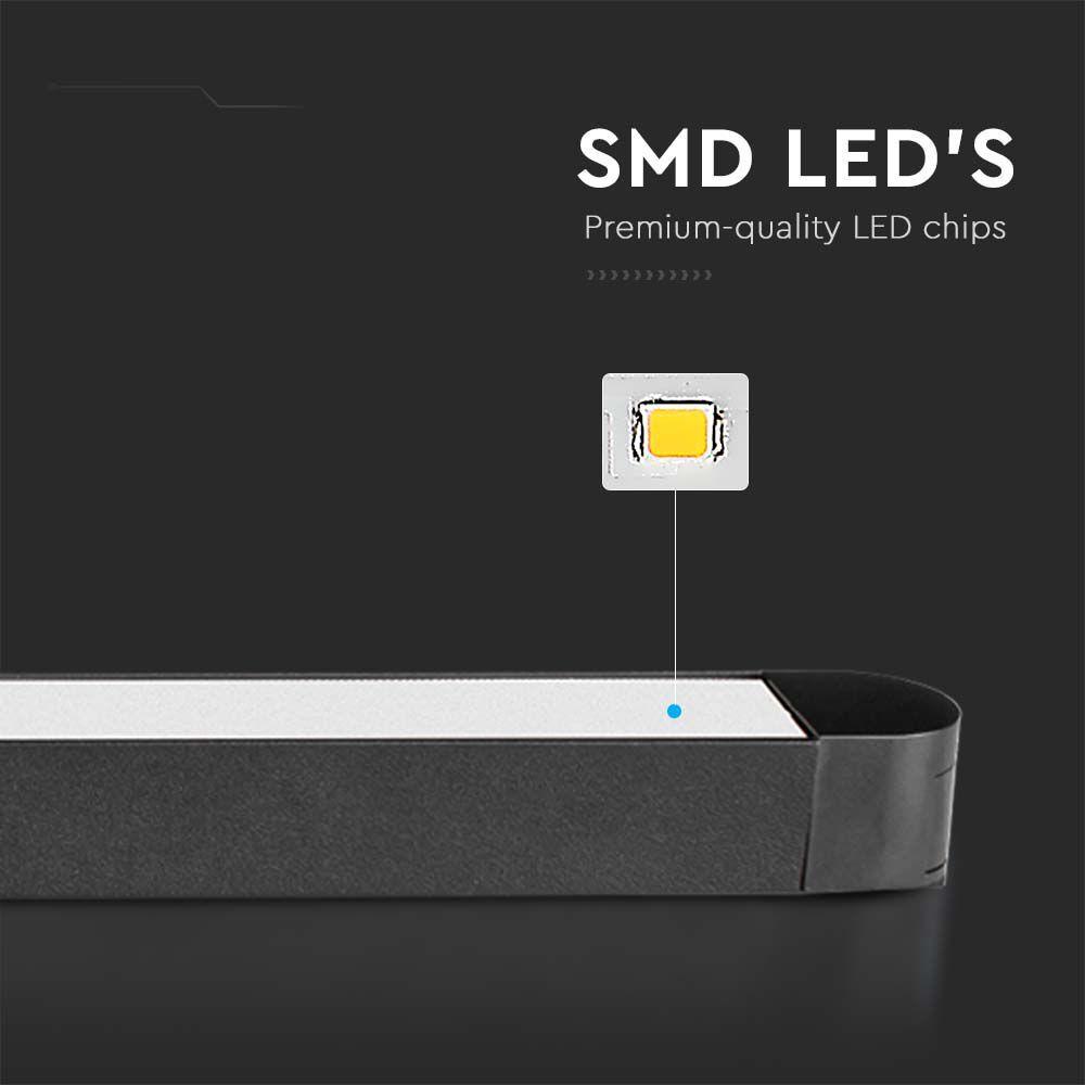 22W Lampa na Szynoprzewód SLIM MAGNETIC, Barwa: 3000K, Obudowa: Czarna , VTAC, SKU 10249