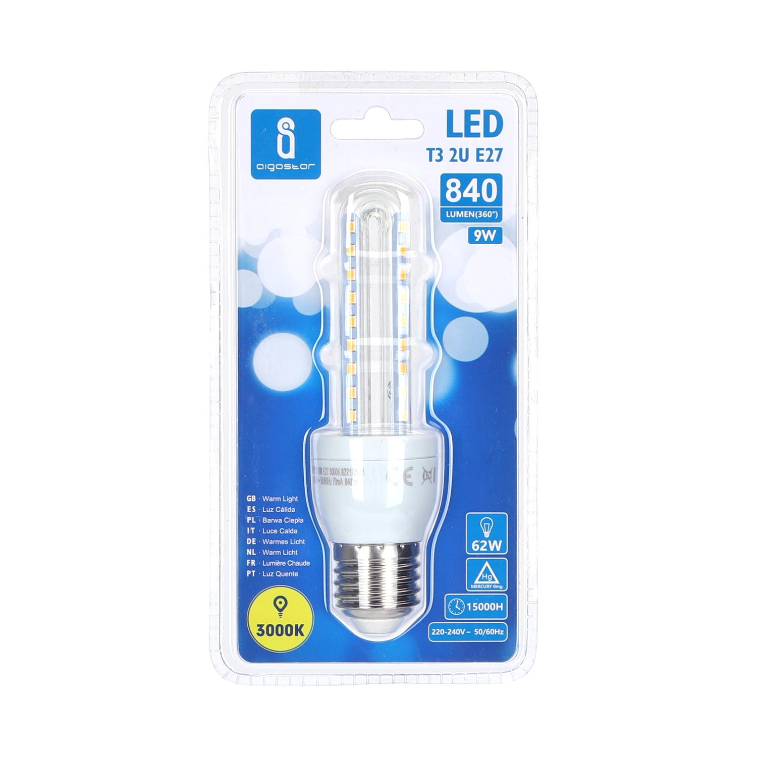 LED E27 9W U-tube