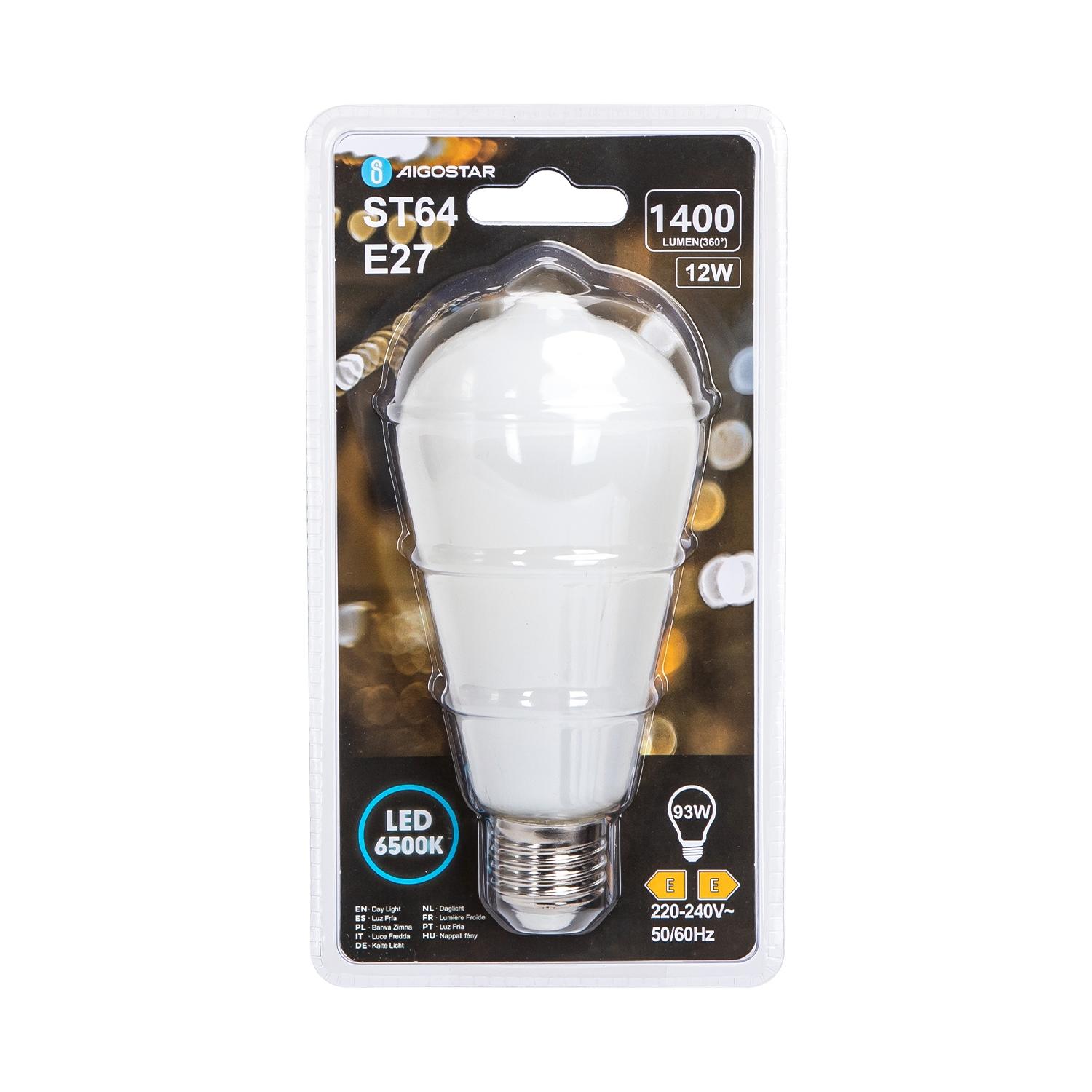 LED milky white lampshade filament bulb ST64 E27 12W