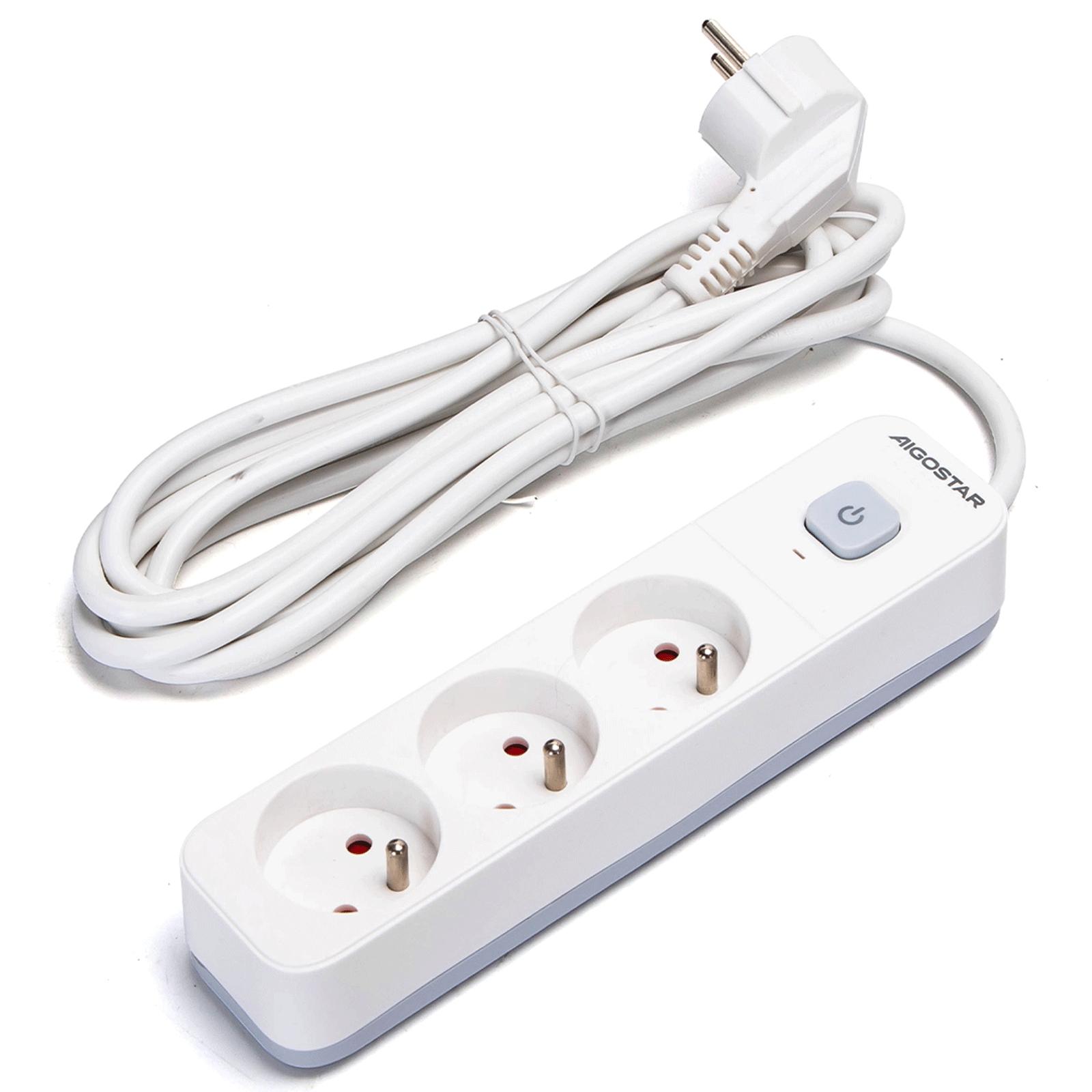 Power strips 3-way 3m H05VV-F 3G1.0m㎡ White and Gray