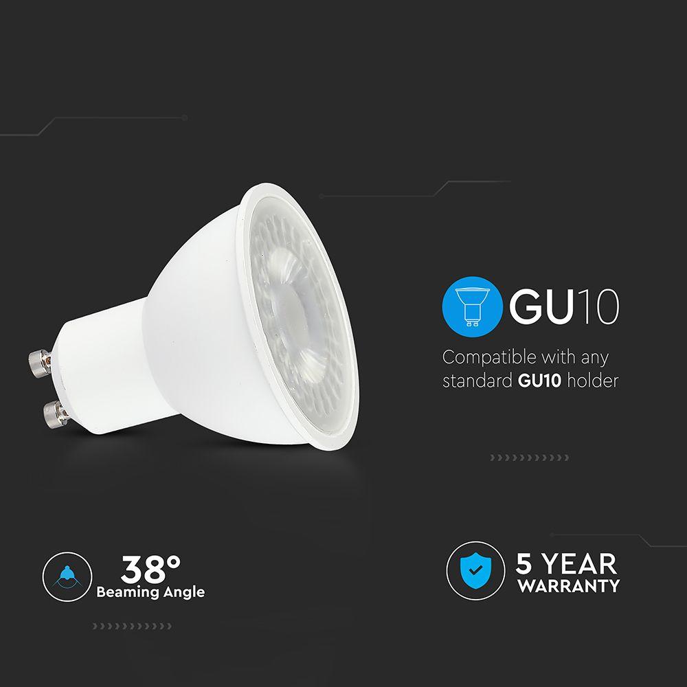 VT-275 5W GU10 PLASTIC SPOTLIGHT SAMSUNG CHIP 4000K 38'D