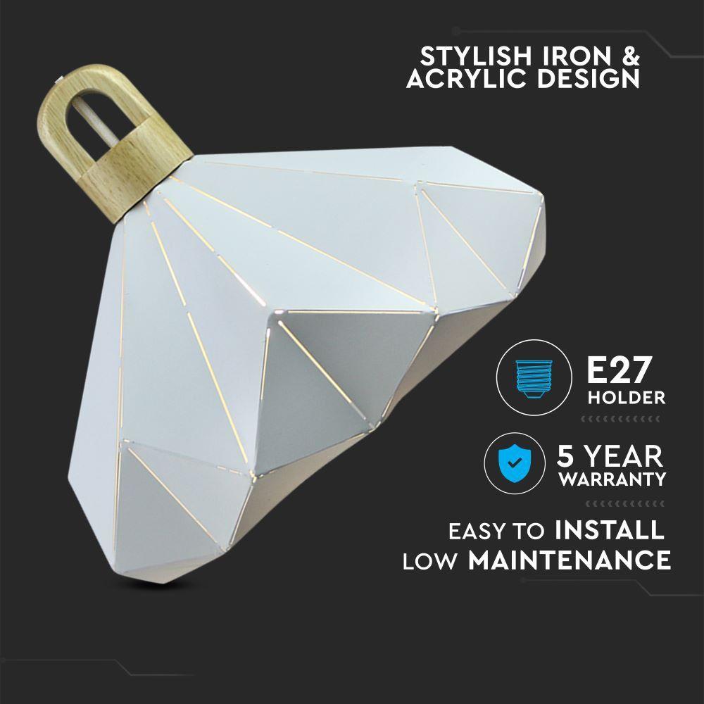 VT-7323 PASTEL WOODEN PRISM WHITE PENDANT LIGHT(E27) D:320*270MM