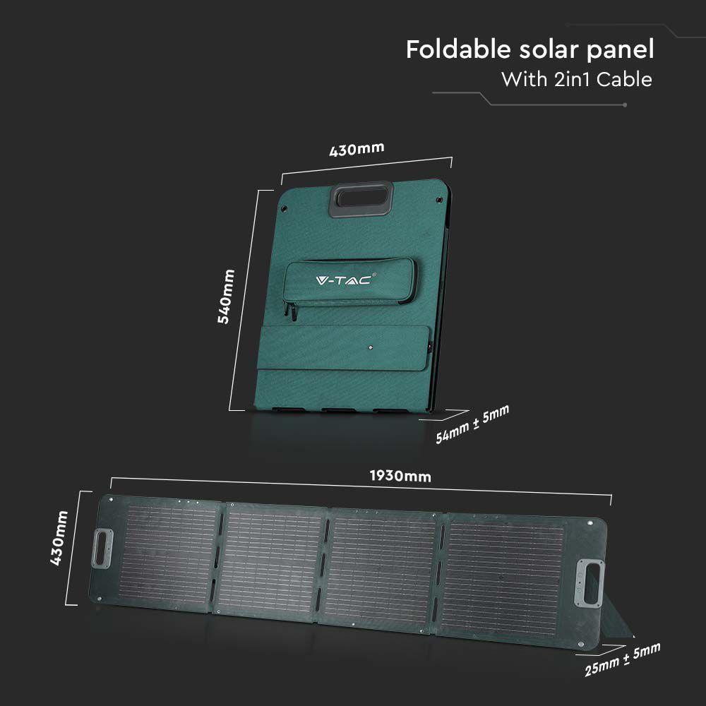 PRZENOŚNY PANEL SOLARNY VT-10240 O MOCY 2 X 120W Z POŁĄCZENIEM 2 W 1; DEDYKOWANY DO BANKÓW ENERGII  , VTAC, SKU 11565