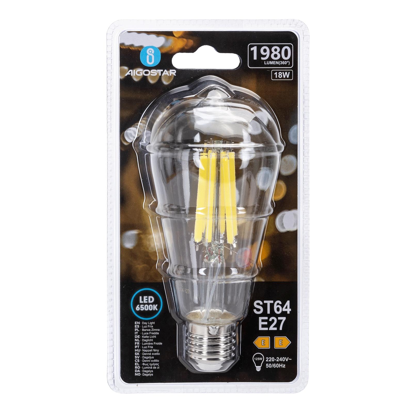 Żarówka LED Filament (Przezroczysta) ST64 E27 18W