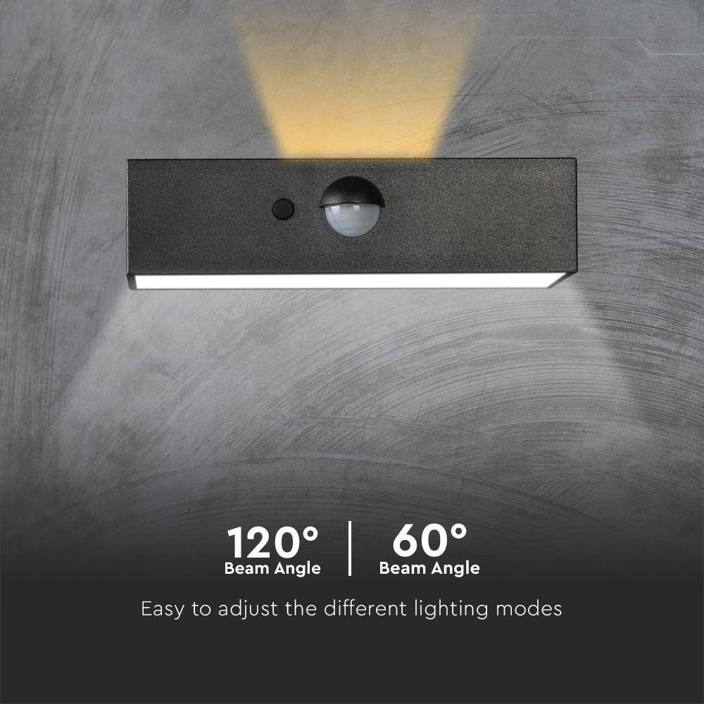 VT-403 3W LED SOLAR WALL LIGHT-BRICK 350LM LITHIUM BATTERY 3.7v 1200mAh 4000K+3000K BLACK