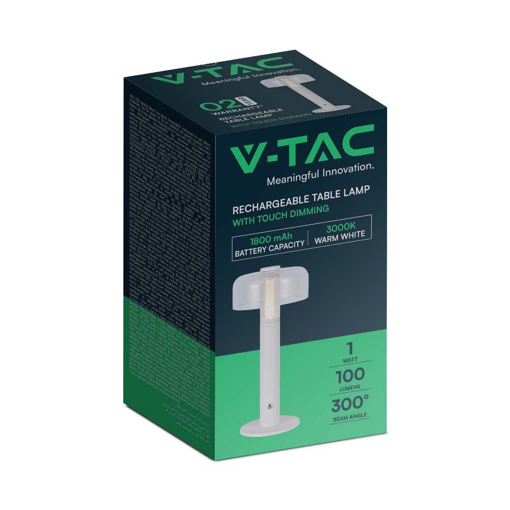 VT-1049 LED TABLE LAMP 1800mAH BATTERY D:150x300 3000K WHITE BODY