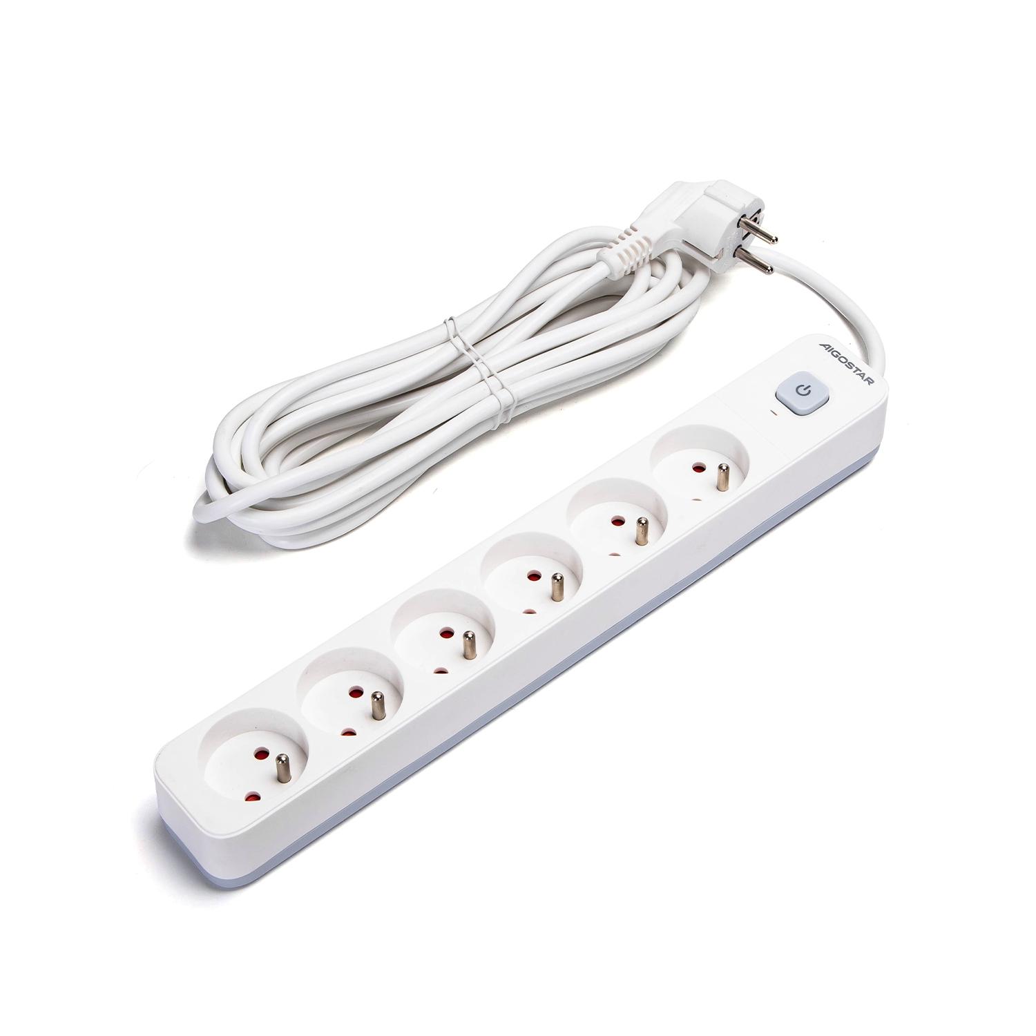 Power strips 6-way 5m H05VV-F 3G1.0m㎡ White and Gray