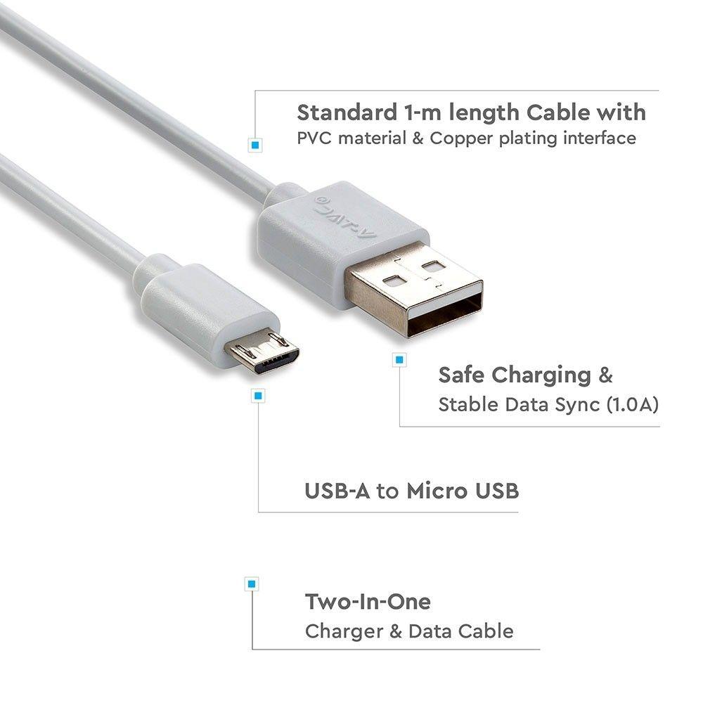 VT-5301 1M MICRO USB CABLE-WHITE(PEARL SERIES)