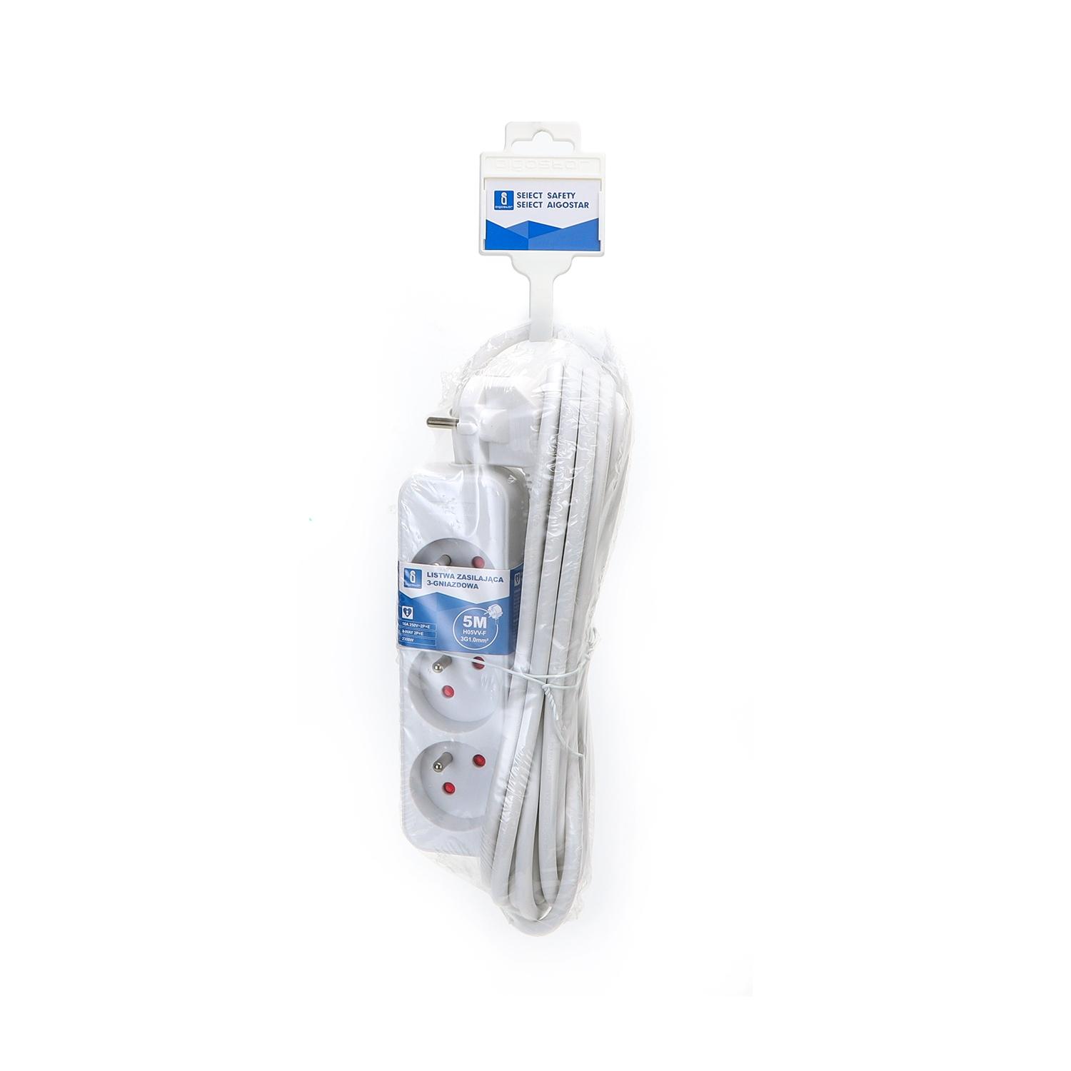 Power strips 3-way 5m H05VV-F 3G1.0m㎡ White