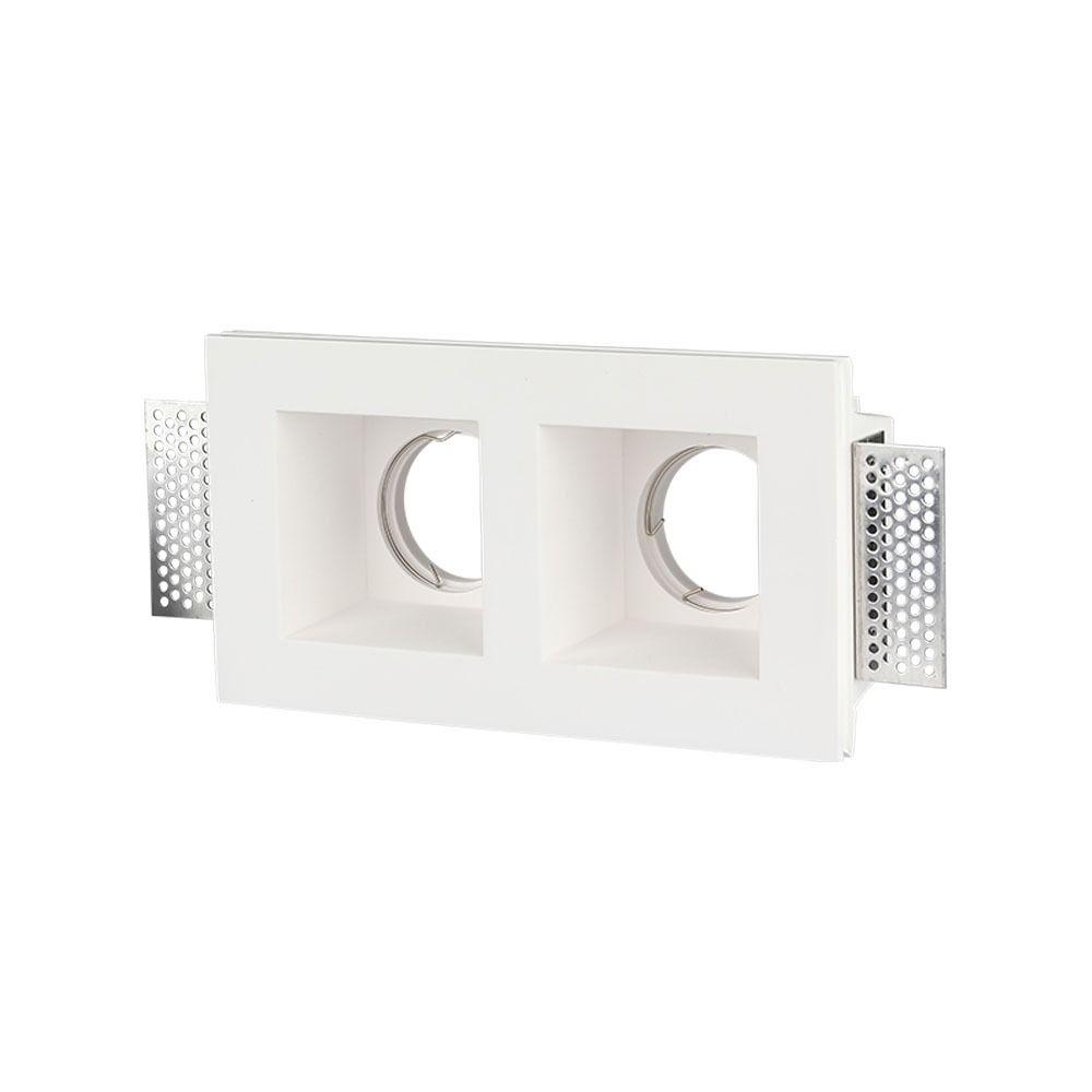 VT-762 GU10 GYPSUM FITTING SQUARE-WHITE 1x2 HOLDER