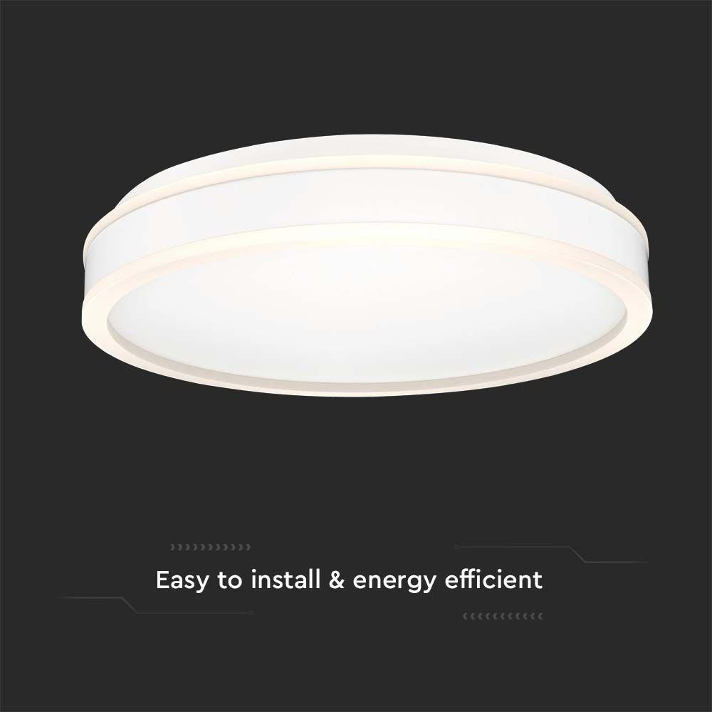 24W Lampa dekoracyjna LED, Barwa: 4000K, Kolor: Biały, Kształt: Okrągły , VTAC, SKU 6989