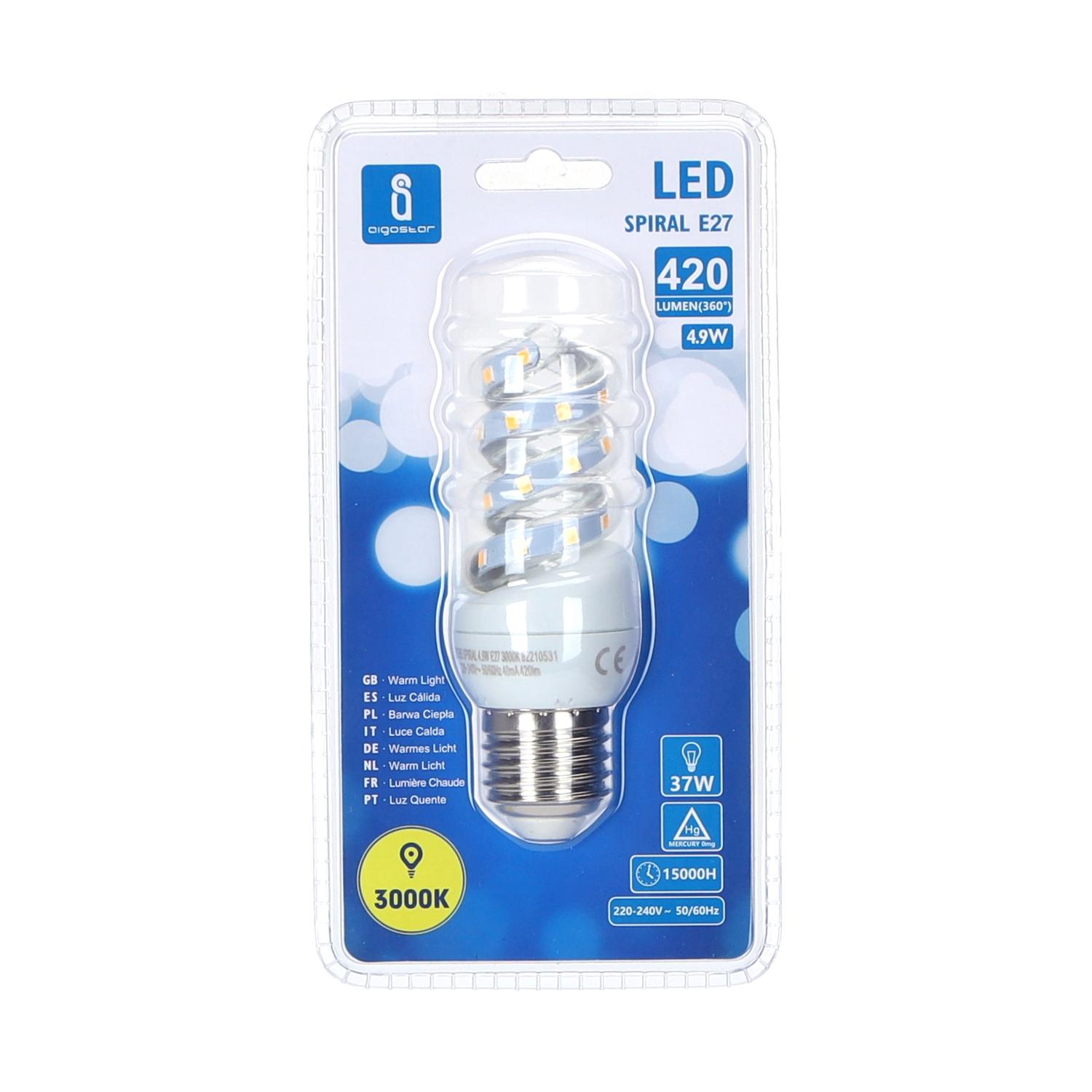 LED E27 4.9W Spiral tube