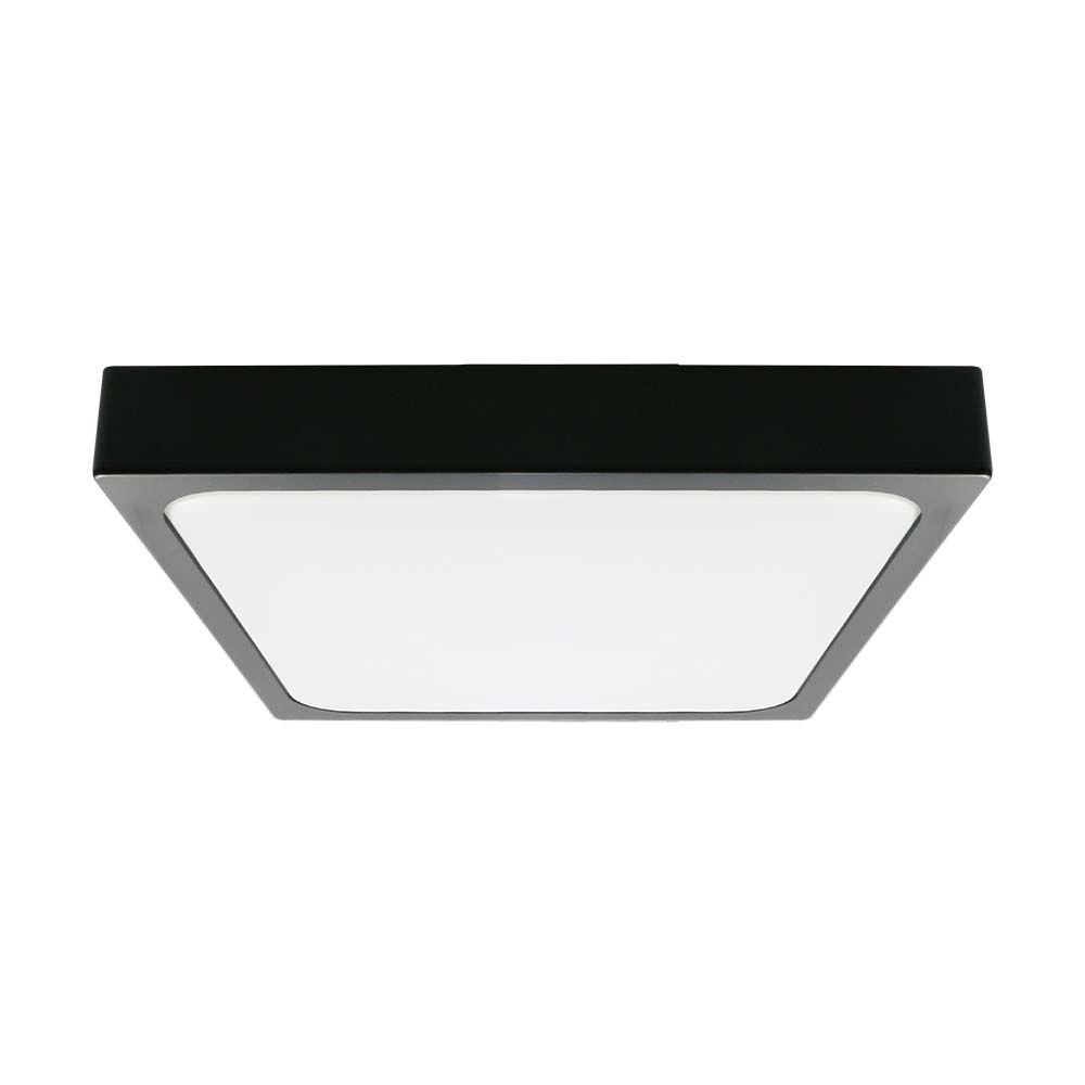 18W Plafon LED z mikrofalowym czujnikiem ruchu, Średnica: 225mm, Barwa:4000K, Klosz: Kwadratowy mleczny czarna ramka, IP44, VTAC, SKU 7672