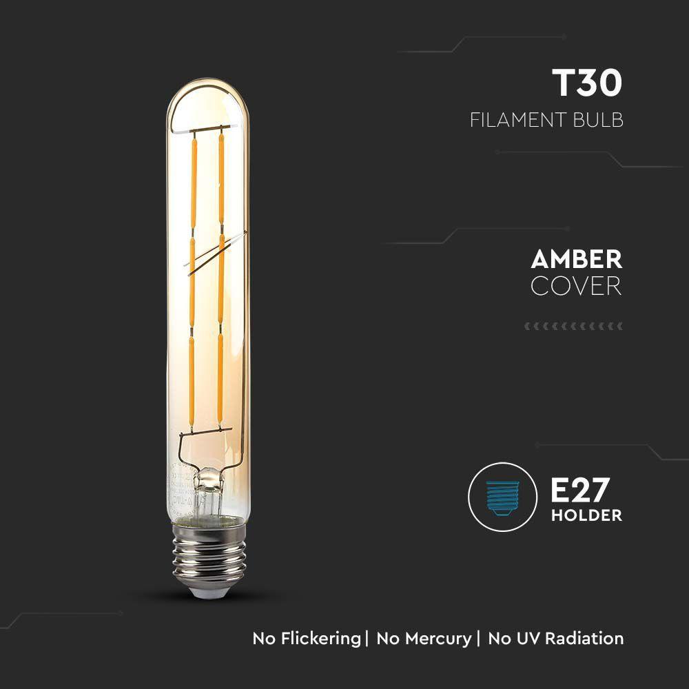 VT-2006 6W T30 LED FILAMENT BULB AMBER GLASS 2200K E27